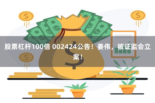 股票杠杆100倍 002424公告!姜伟,被证监会立案!